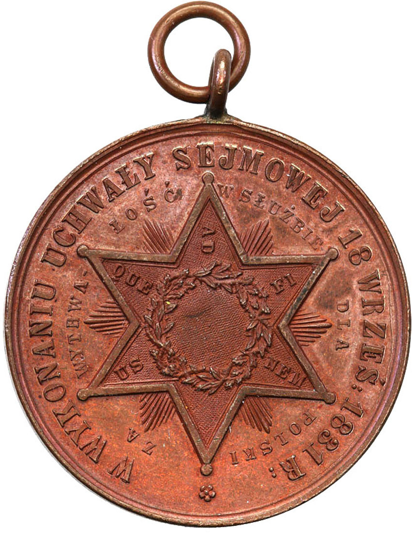 Polska pod zaborami. Medal 50-lecie Powstania Listopadowego 1880 r. - PIĘKNY